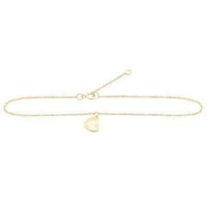 Diamond Anklet Heart 10kt Yellow Gold 9"